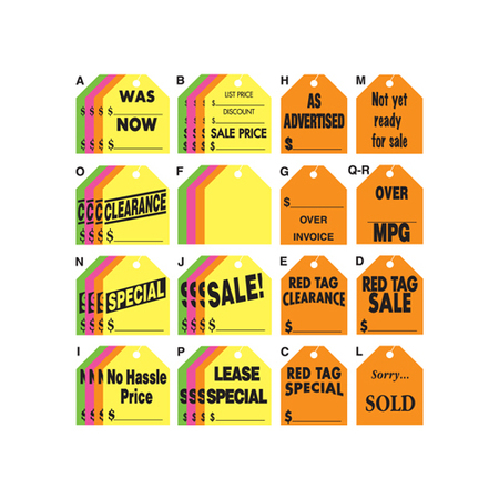 CAR DEALER DEPOT Large Rearview Mirror Hang Tags (50 Per Pack): Yellow, Style Pk, 203-YE-OV 203-YE-OV